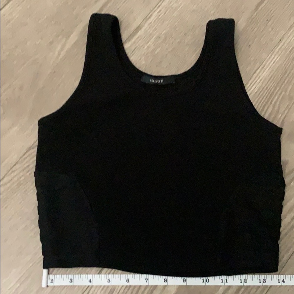 Black crop top with mesh siding Forever 21